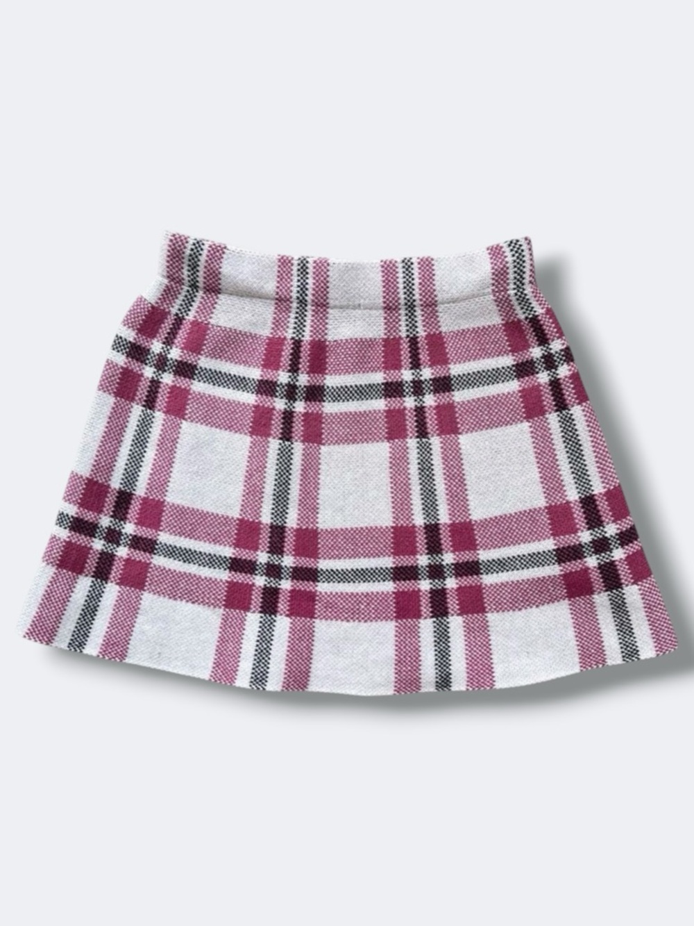 H&M Skirt Girls 4T Pink Plaid Knit Pull-On A-Line Fall Winter Preppy